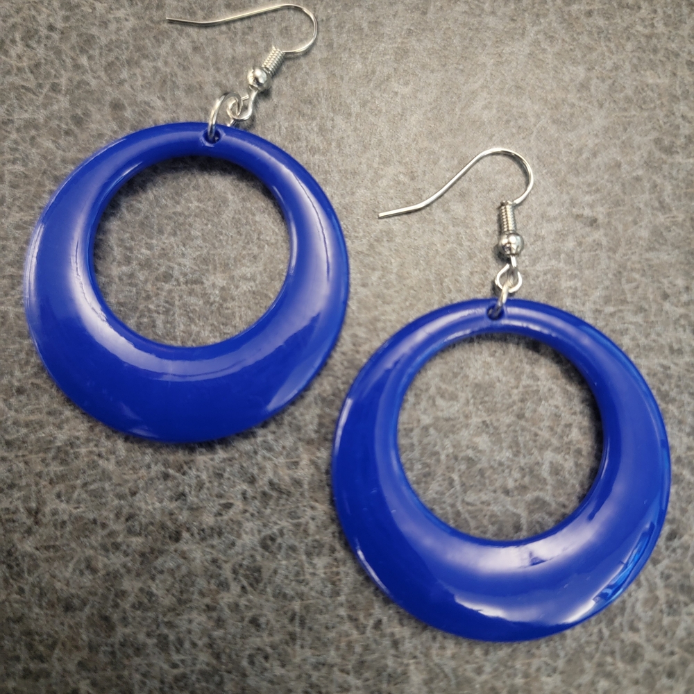Vibrant Blue Circle Earrings